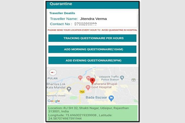 NIC developed COVID-19 Quarantine Tracker mobile App implemented in Udaipur to track the persons who have been quarantined & advised isolation.