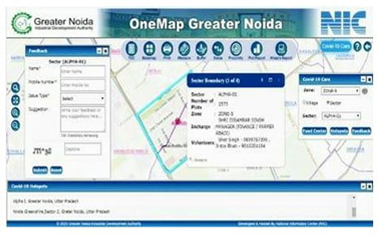 NIC developed the 'Geographic Information System (GIS) Based COVID-19 Care Integration in OneMap Greater Noida Portal' for Greater Noida Authority.